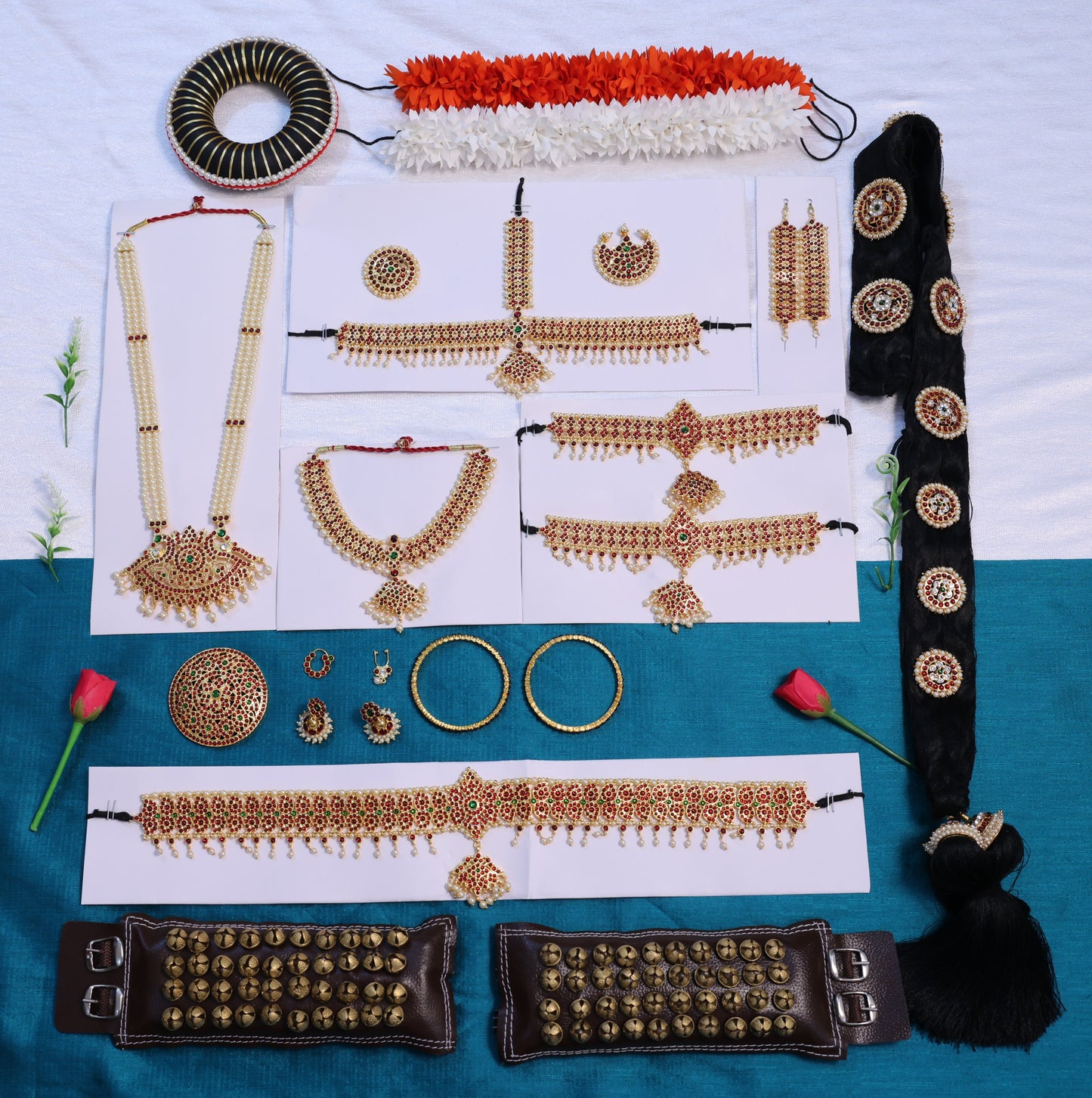 Complete Indian Classical Dance Ornaments Set | Bharatanatyam & Kuchipudi Temple Jewellery