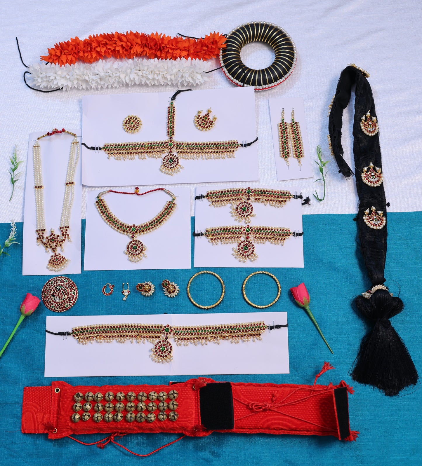 Kids Bharatanatyam & Kuchipudi Classical Dance Jewellery Set – Temple Style | USA Shipping