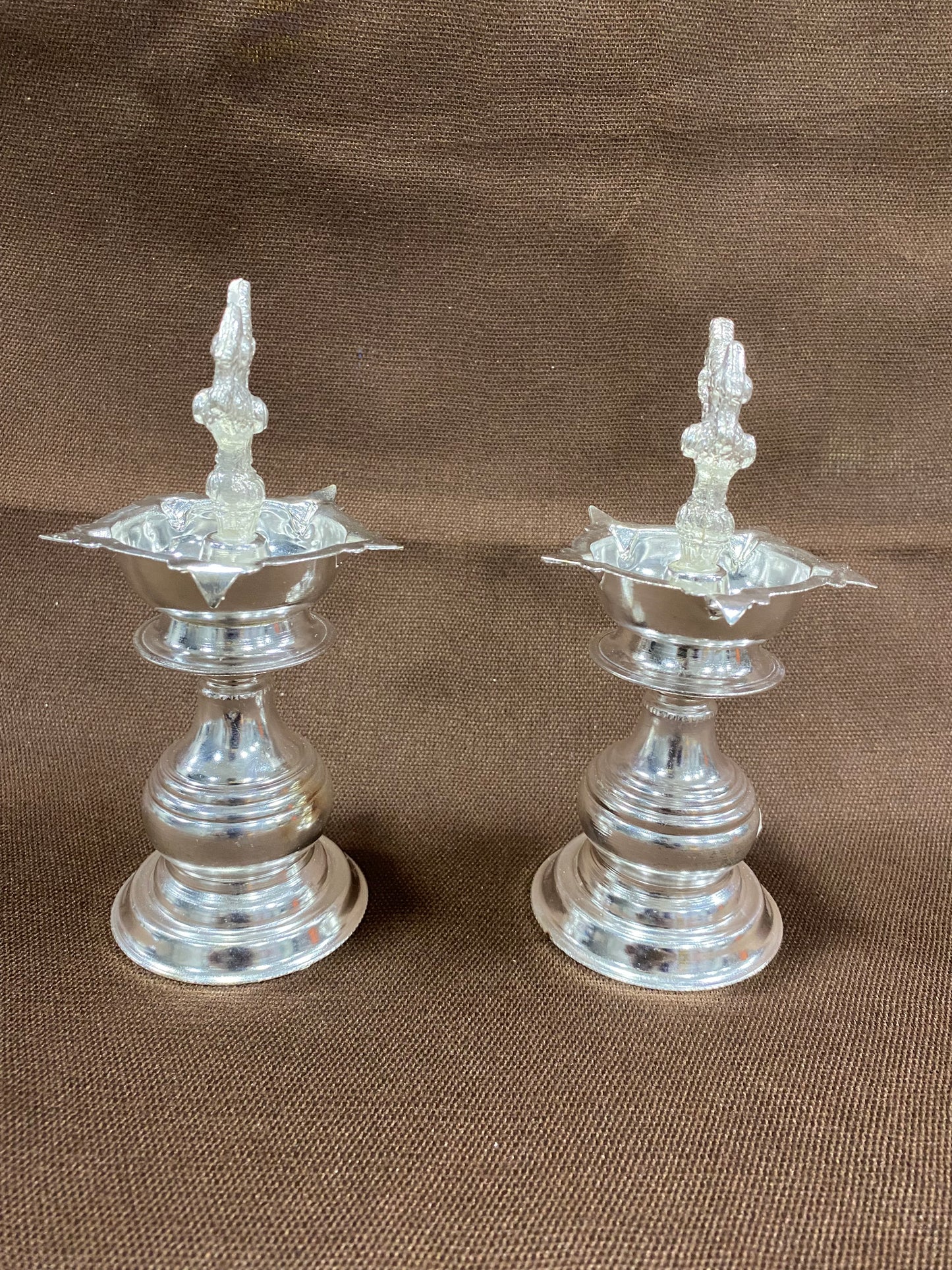sriman german silver deepam for pooja height will be 6.5 inch