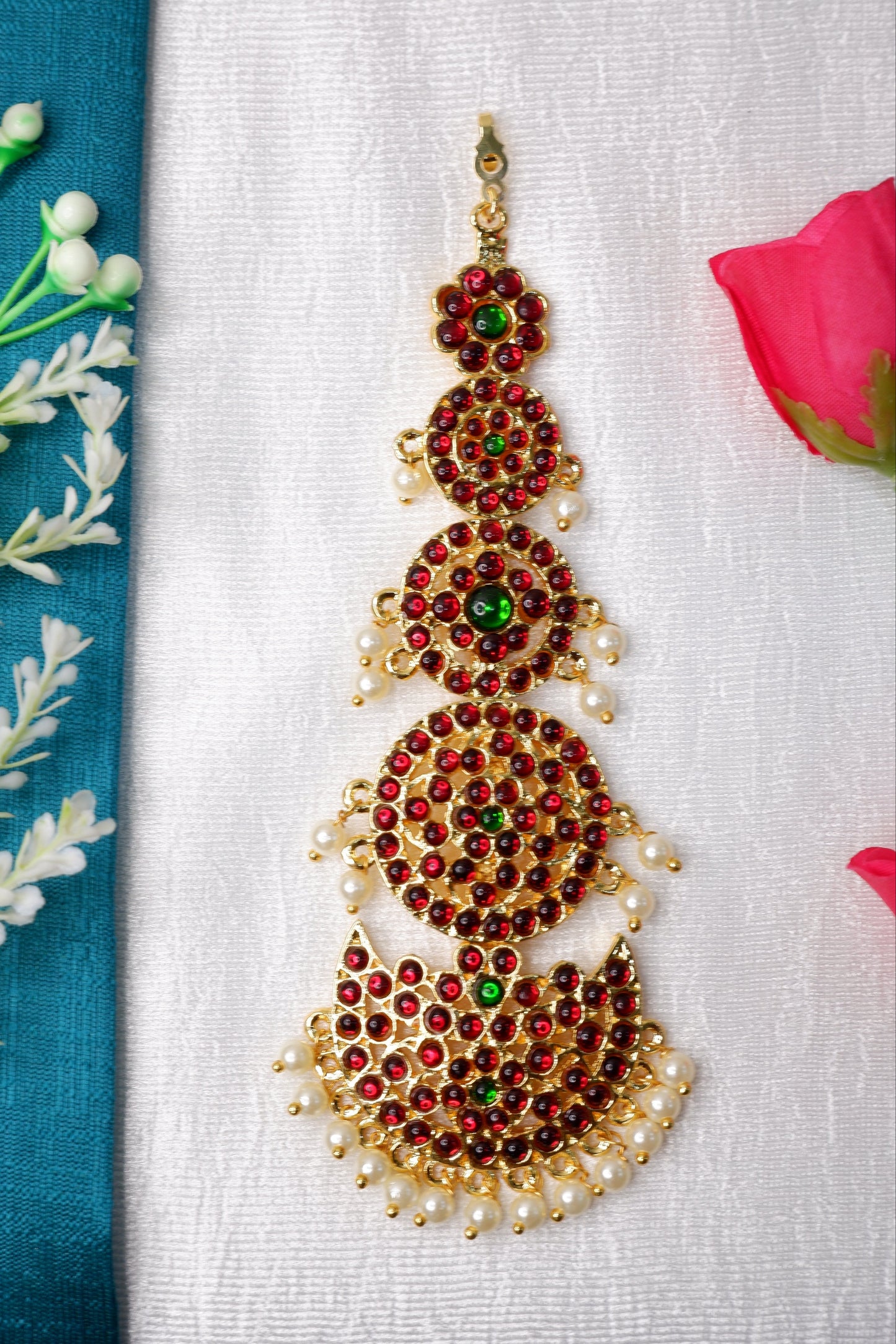 Kempu Temple Nethi Chutti traditional Bharatanatyam forehead jewelry