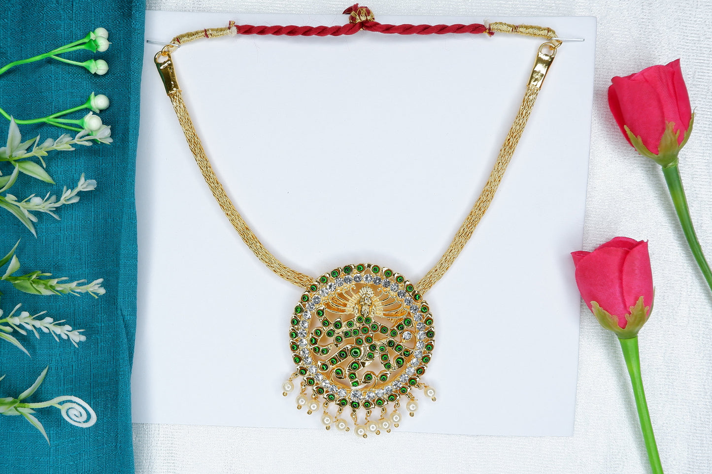 Traditional Nataraj necklace used in Bharatanatyam and Kuchipudi Indian classical dance jewellery sets