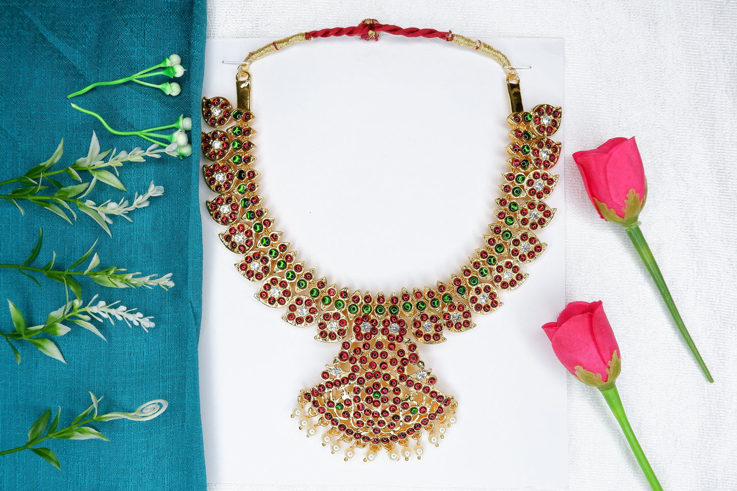 Traditional mango necklace used in Bharatanatyam and Kuchipudi Indian classical dance jewellery sets