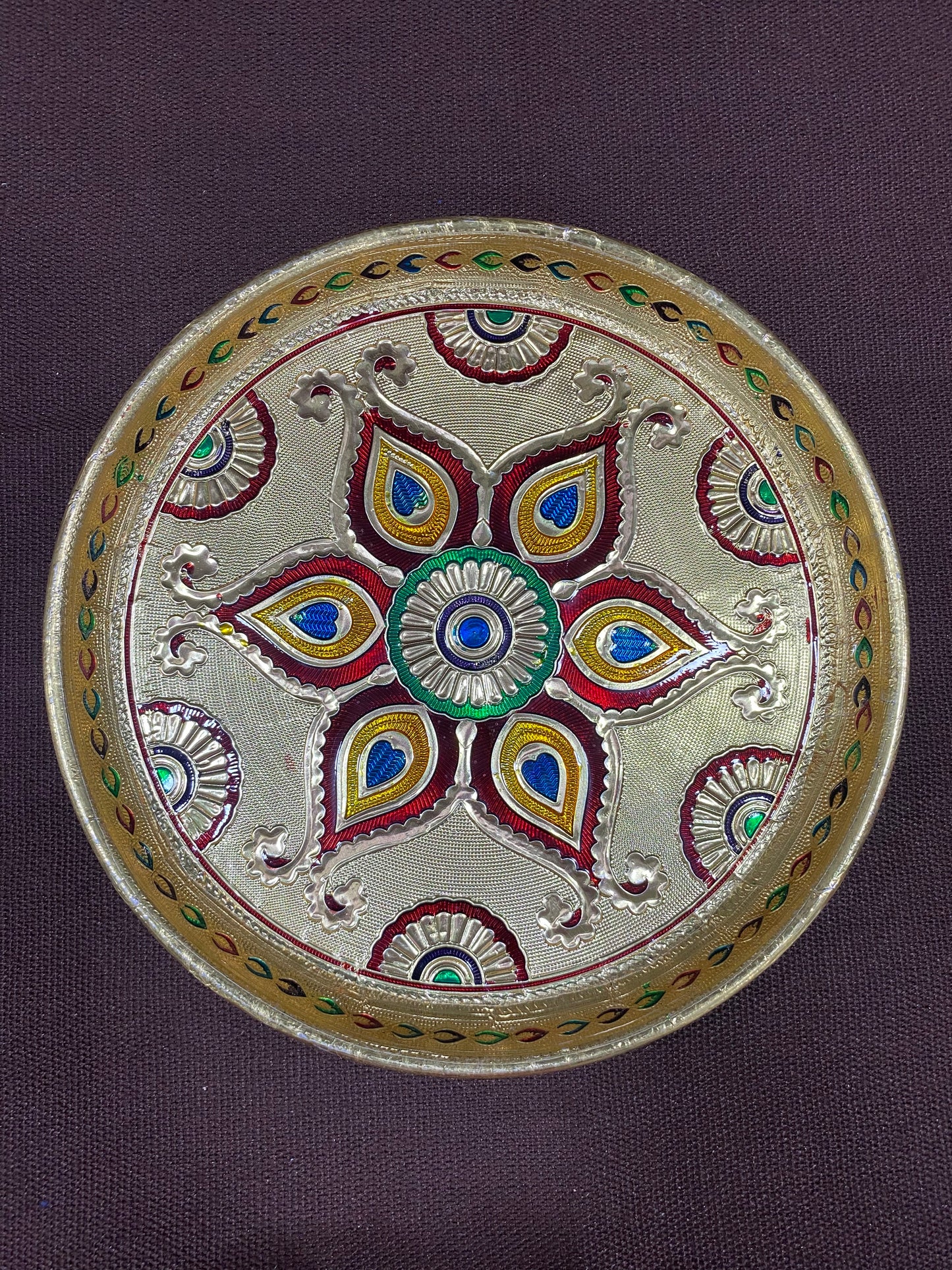 sriman designed plate for pooja varamaha lakshmi width is 8 inch