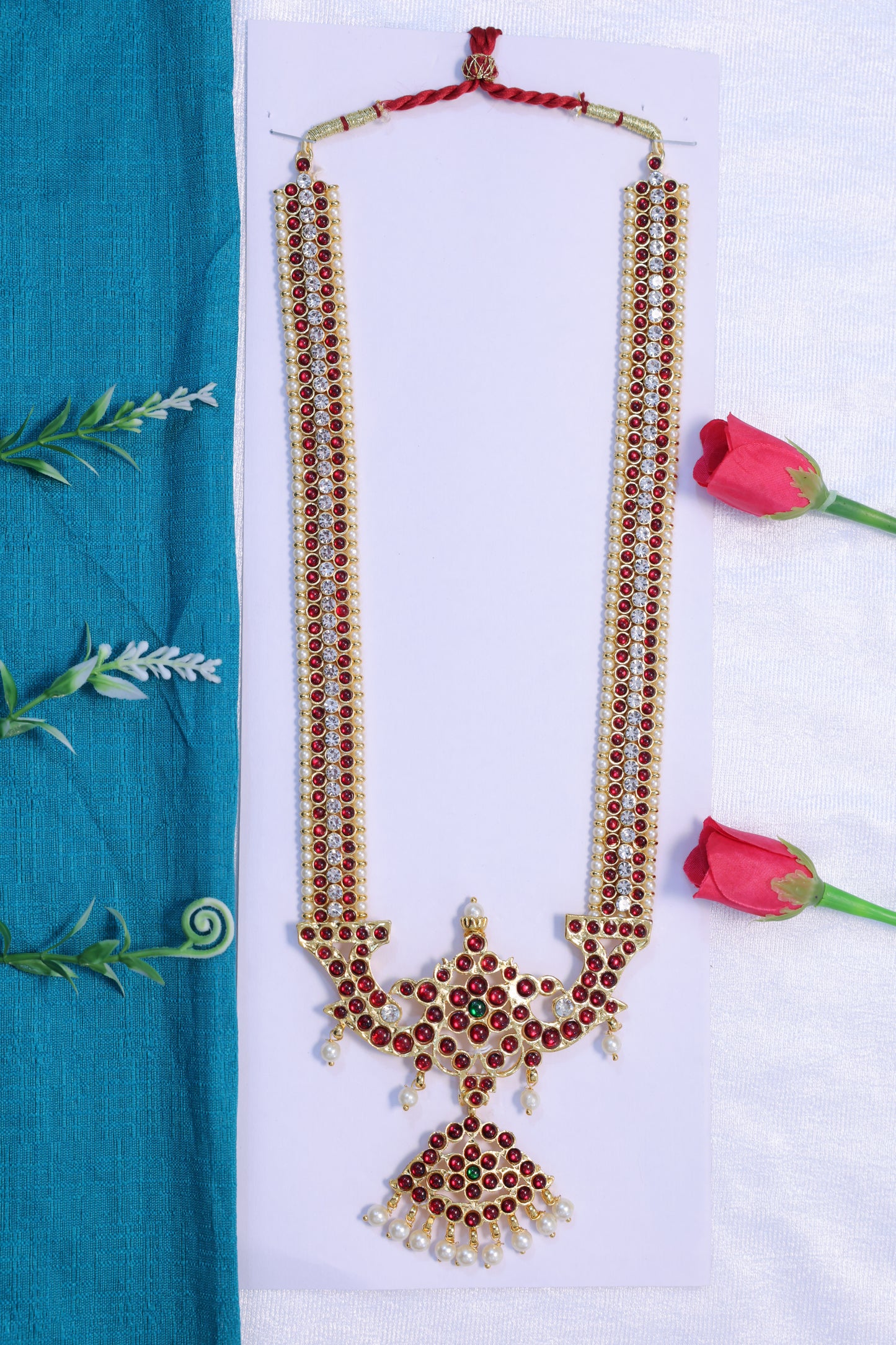 bharatanatyam kuchipudi jewellery haram set ruby stone long necklace classical dance usa