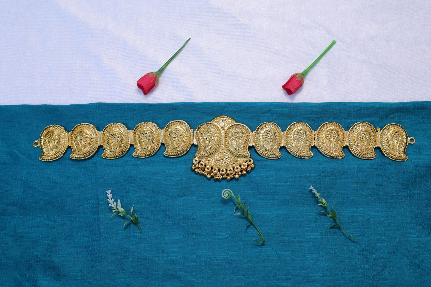 Mango design gold temple jewellery waist belt oddiyanam