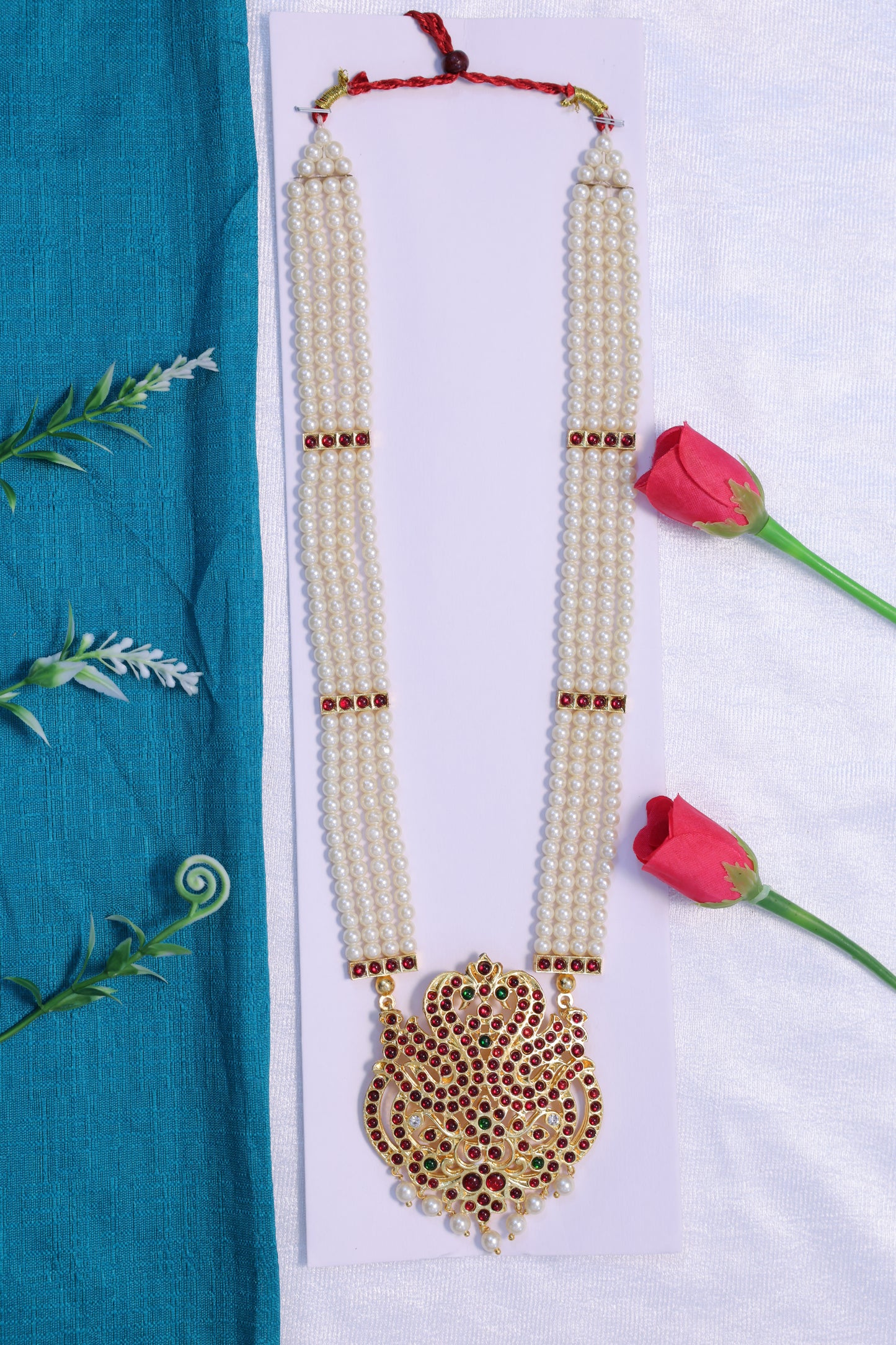 Moti mala haram set Bharatanatyam Kuchipudi classical dance pearl temple jewellery