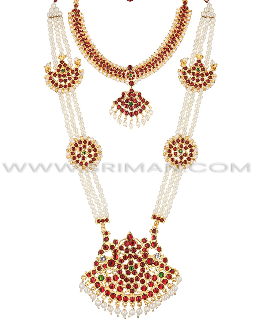 Sriman kempu long moti haram and necklace