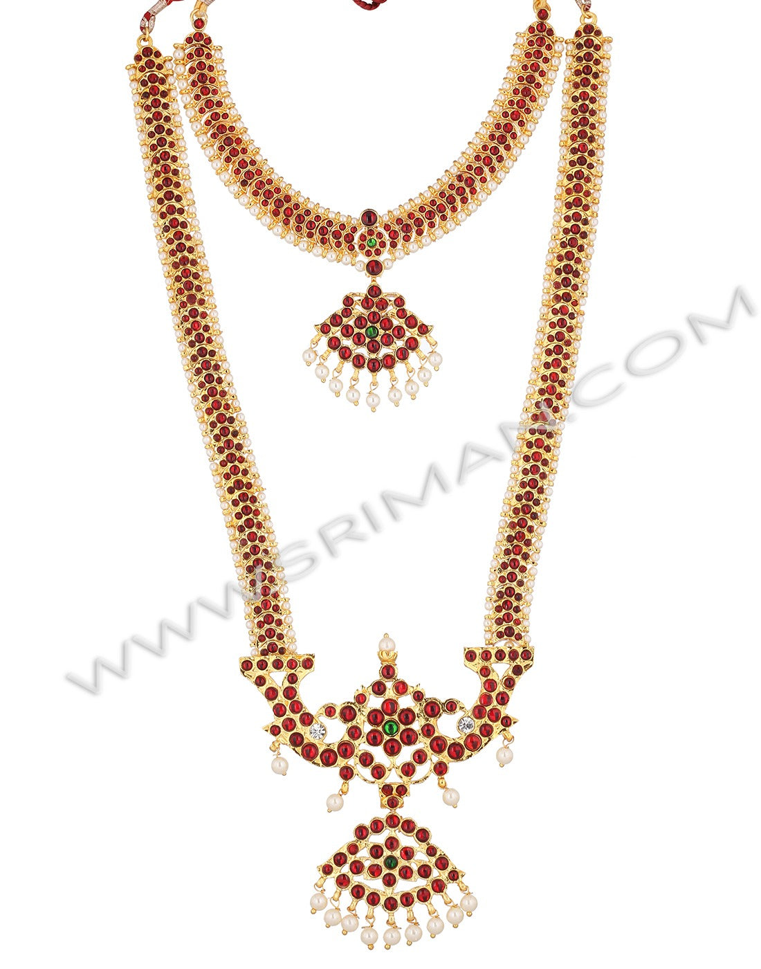 Sriman peacock desgin long haram and necklace