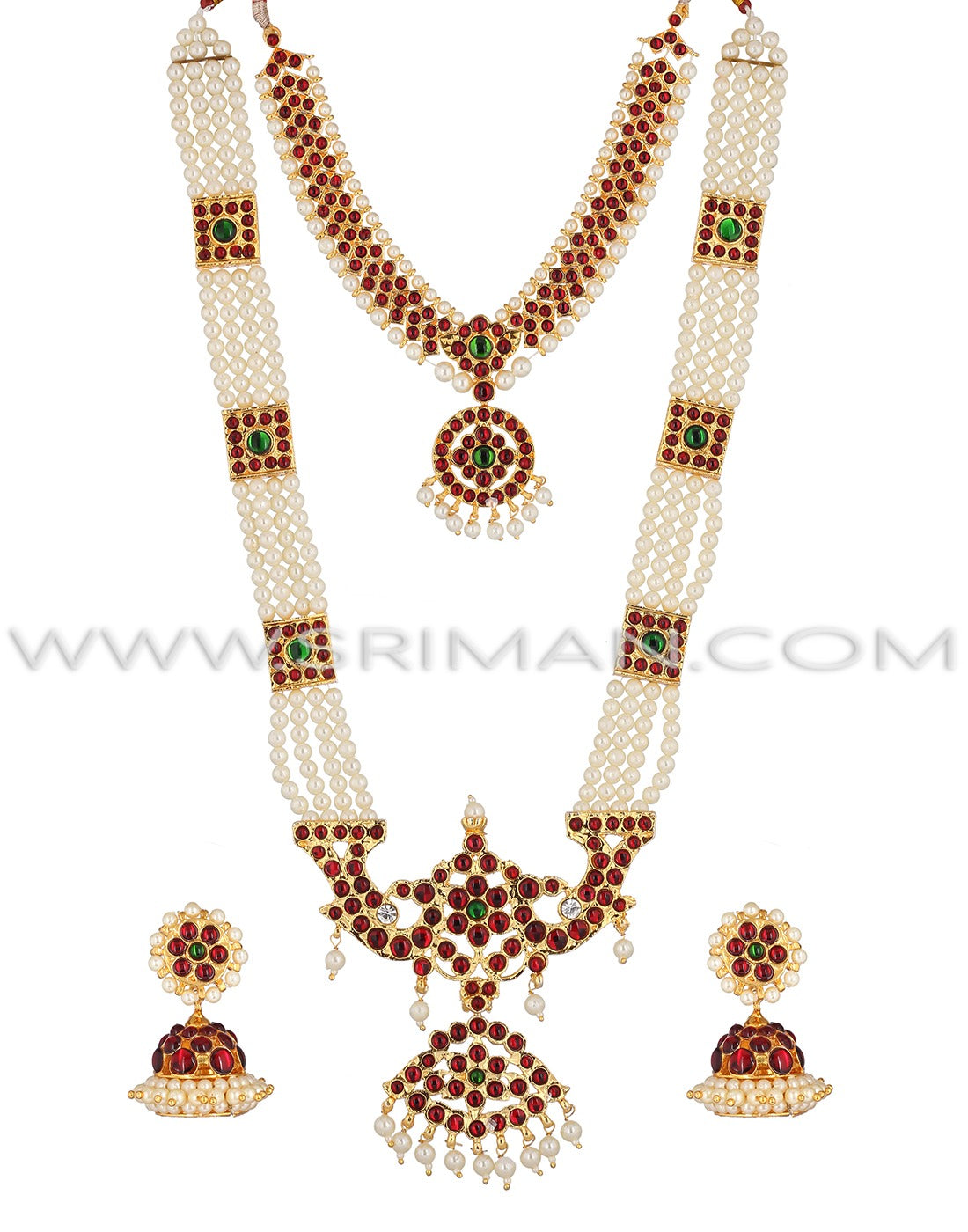 SRIMAN KEMPU CHOKER AND LONG MOTI HARAM