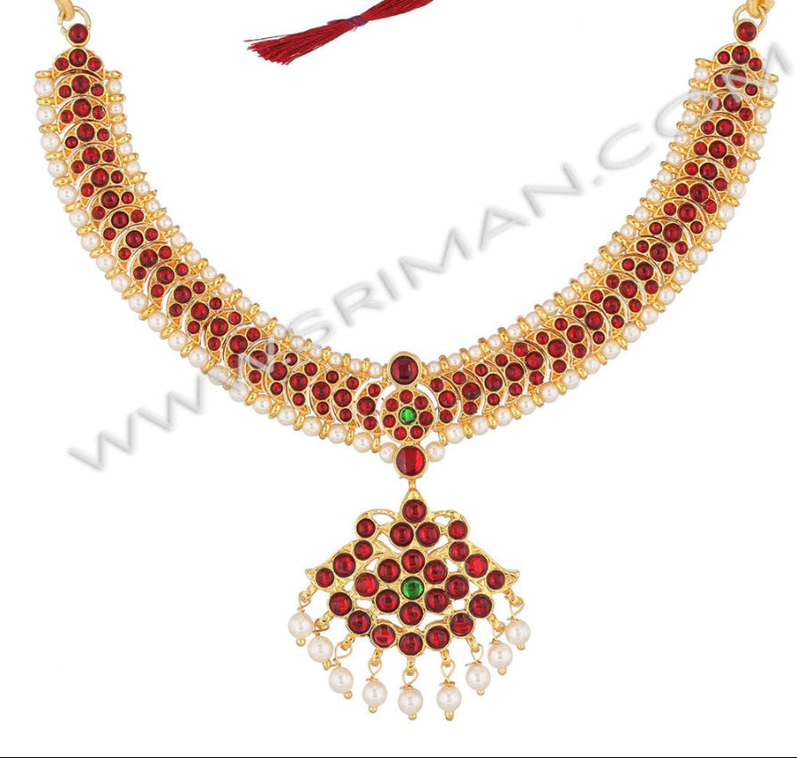 sriman kempu simple necklace for bharatanatyam.
