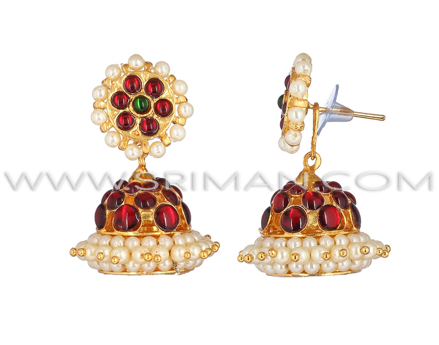 Sirman kempu moti mala with necklace and earings
