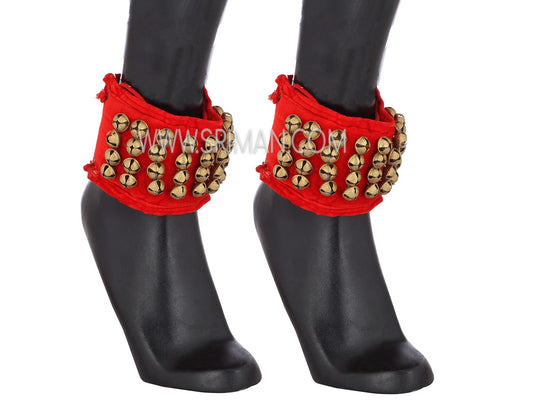 4 rows velvet velcro salangai ghungroo bharatanatyam dance anklets