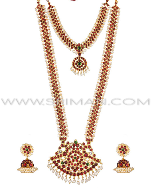 SRIMAN STONES DESGIN LONG HARAM WITH NECKLACE