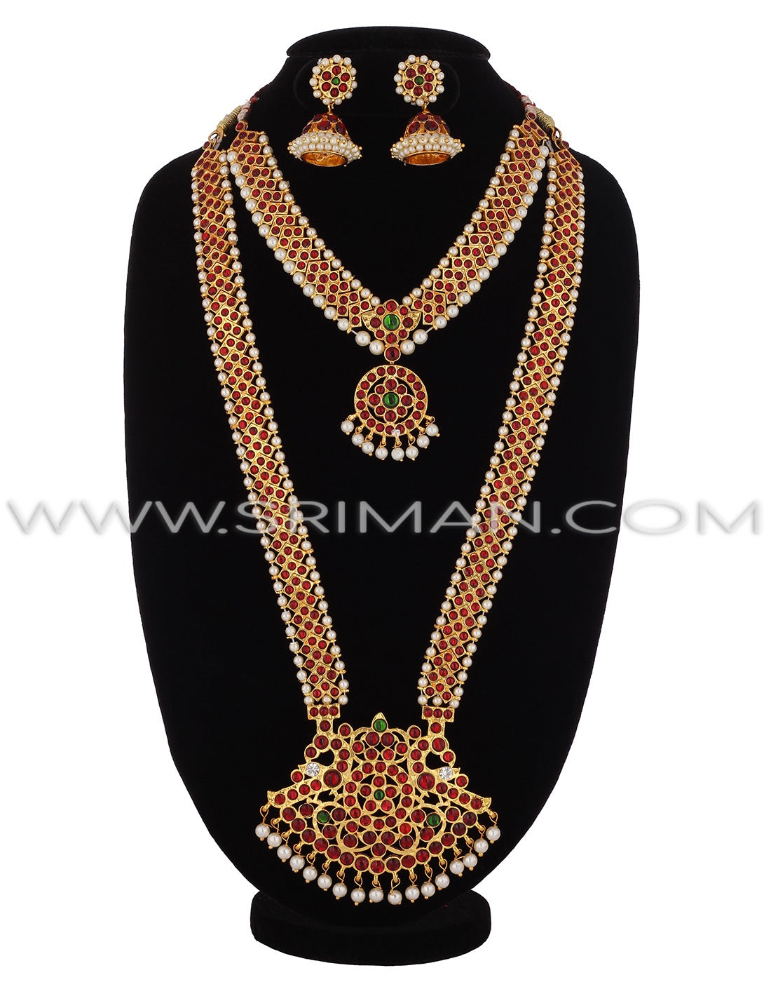 SRIMAN STONES DESGIN LONG HARAM WITH NECKLACE