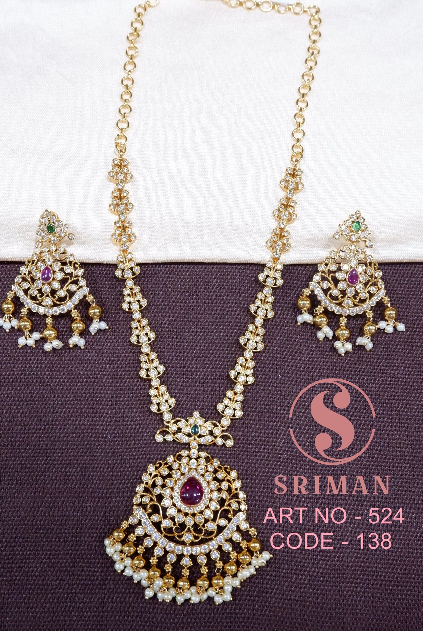 SRIMAN MATT FANCY NECKLACE WITH UNCUT STONES