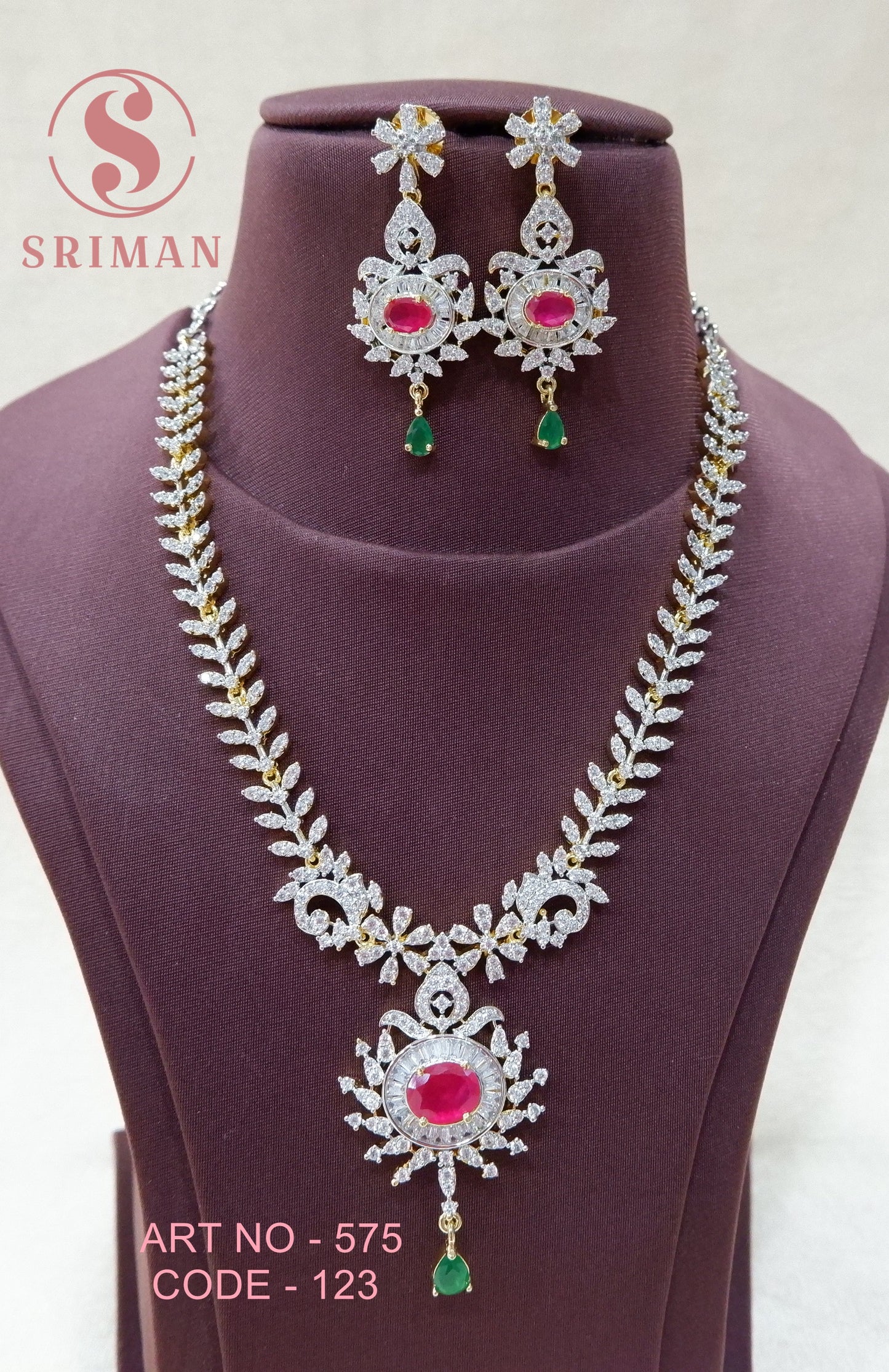 SRIMAN FANCY NECKLACE SET WITH EARINGS