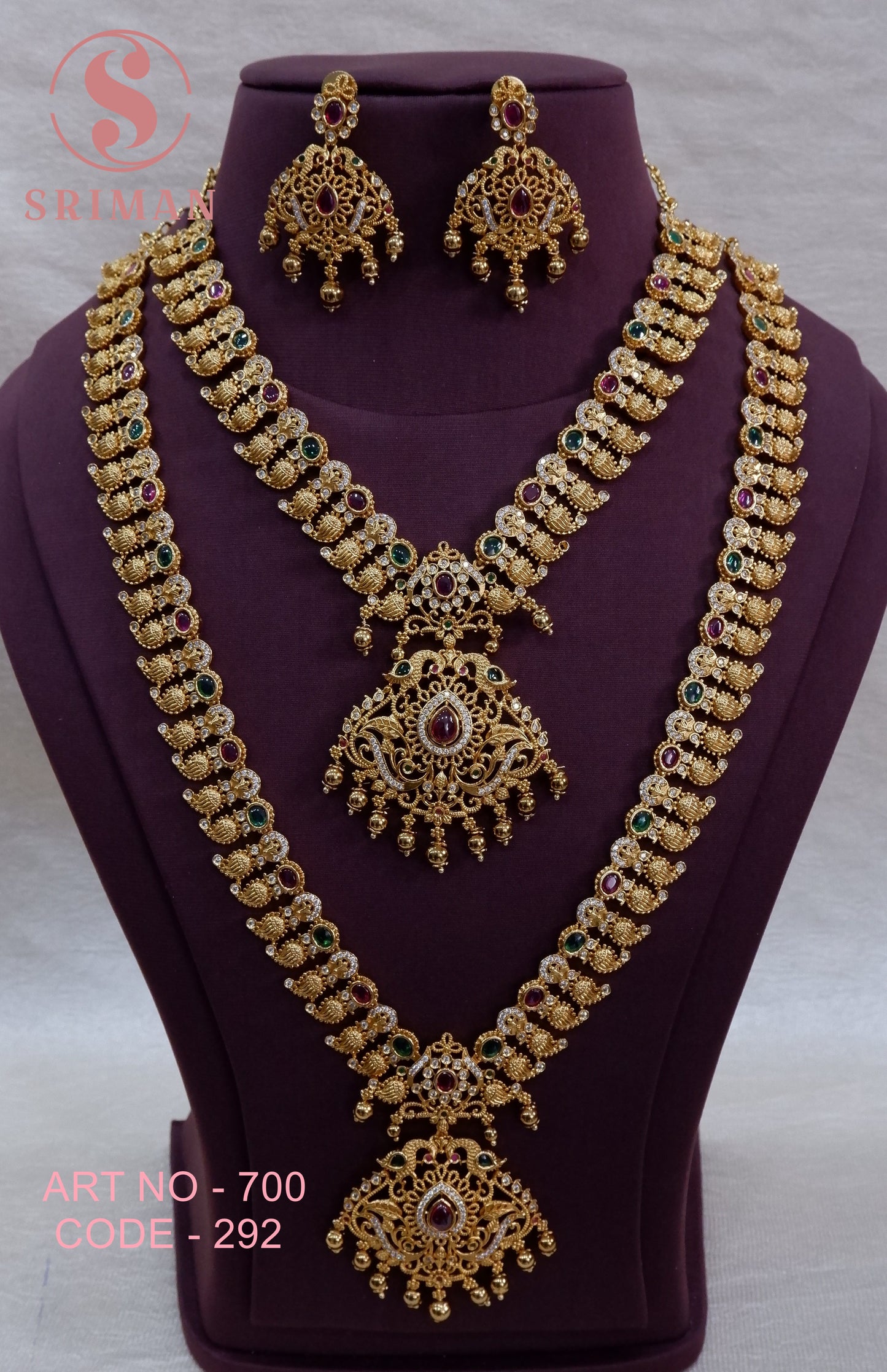 SRIMAN MAT COMBO MANGO DESGIN NECKLACE AND HARAM SET