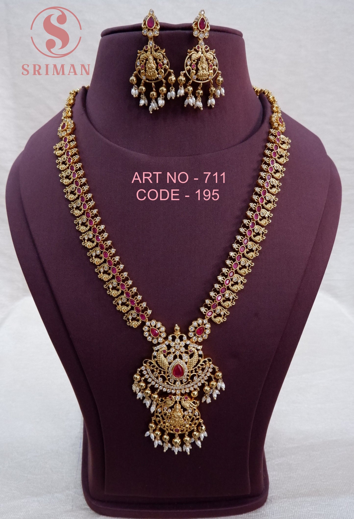 SRIMAN MATT FANCY LONG NECKLACEWITH EARINGS