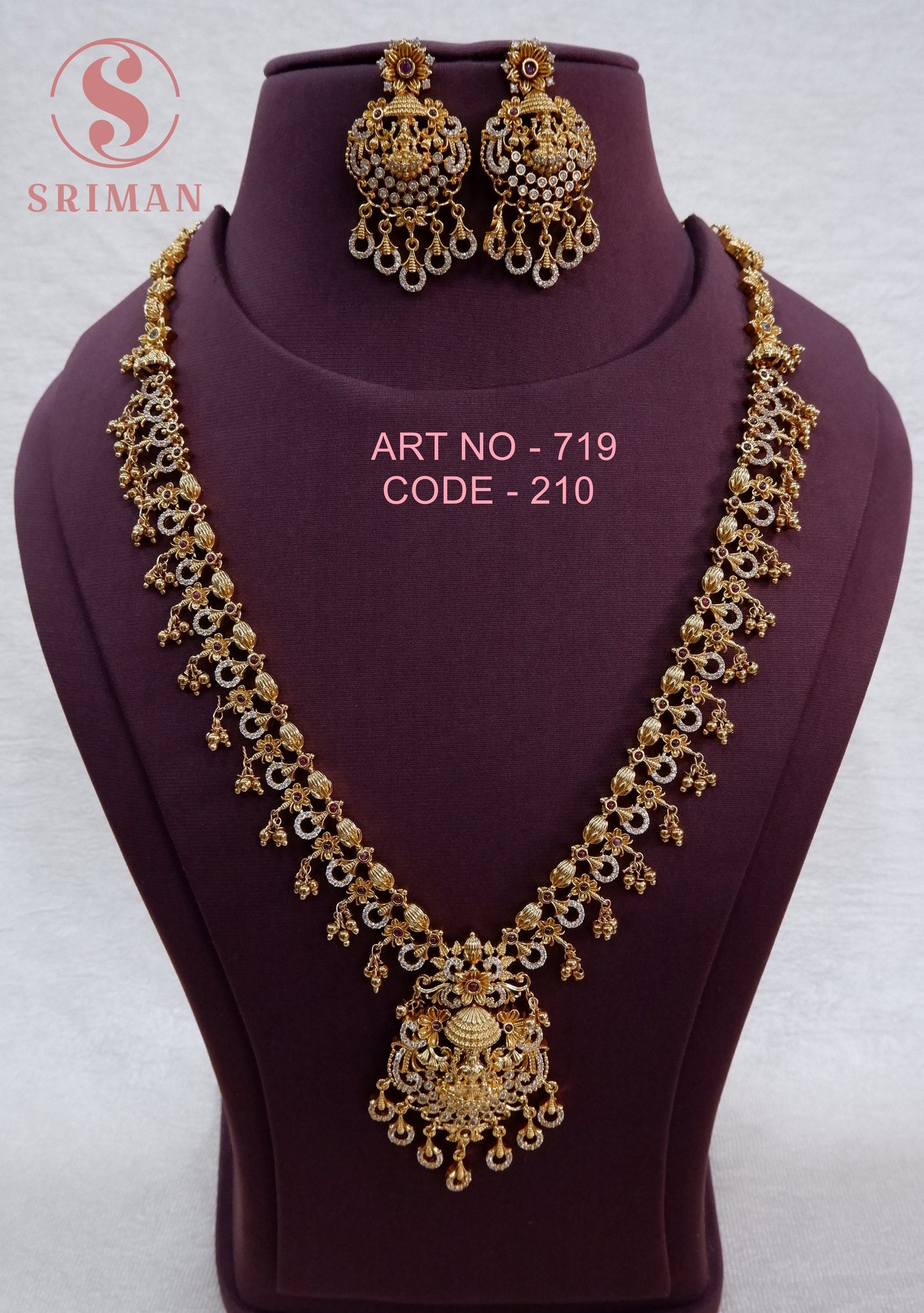SRIMAN MATT FANCY LONG HARAM WITH EARINGS