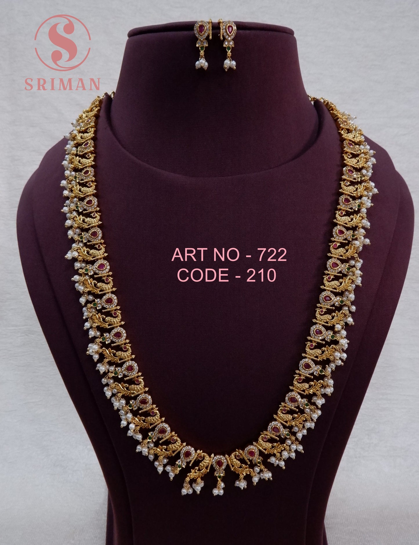 SRIMAN MATT MOTI LONG HARAM WITH EARINGS