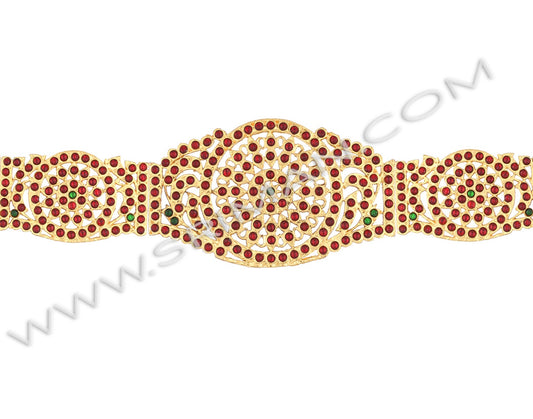 Oddiyanam kempu stones waist belt for dance costume