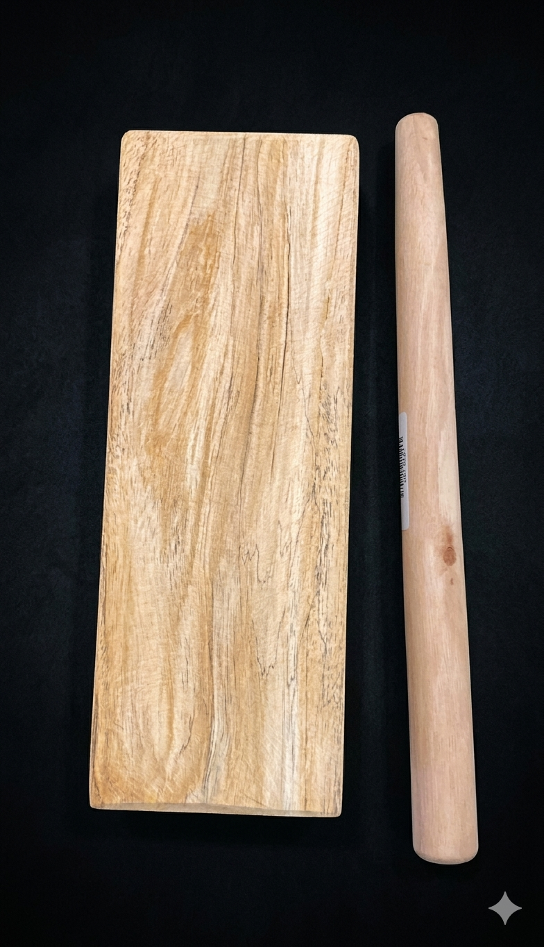Wooden Thattu Manai Bharatanatyam practice board with stick