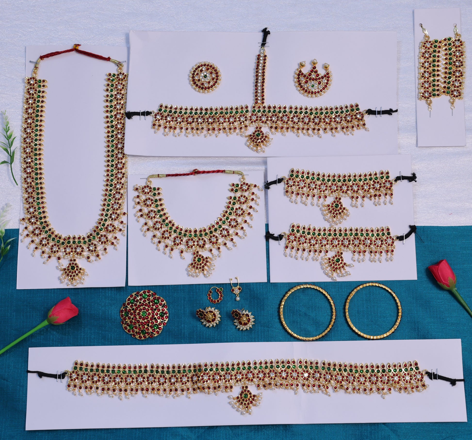 "Mango design Indian classical dance jewellery set in gold finish for Bharatanatyam and Kuchipudi