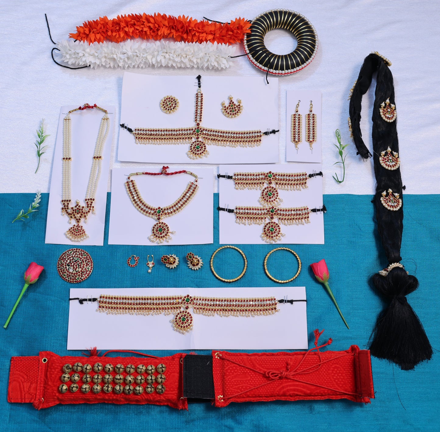 ids Bharatanatyam Jewellery Set – Temple Dance Accessories for Kids