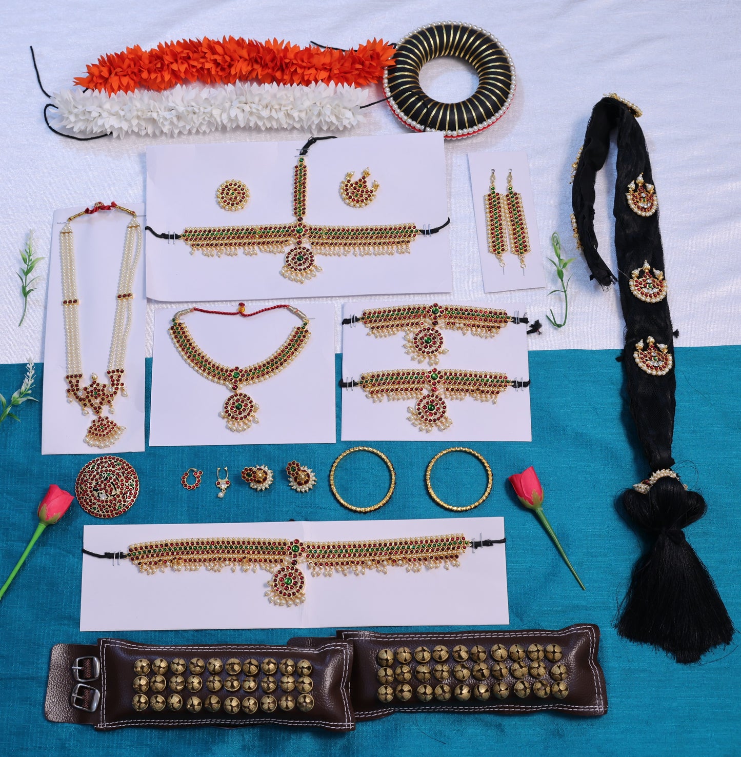 Kids Bharatanatyam Kuchipudi jewellery set temple dance accessories full set
