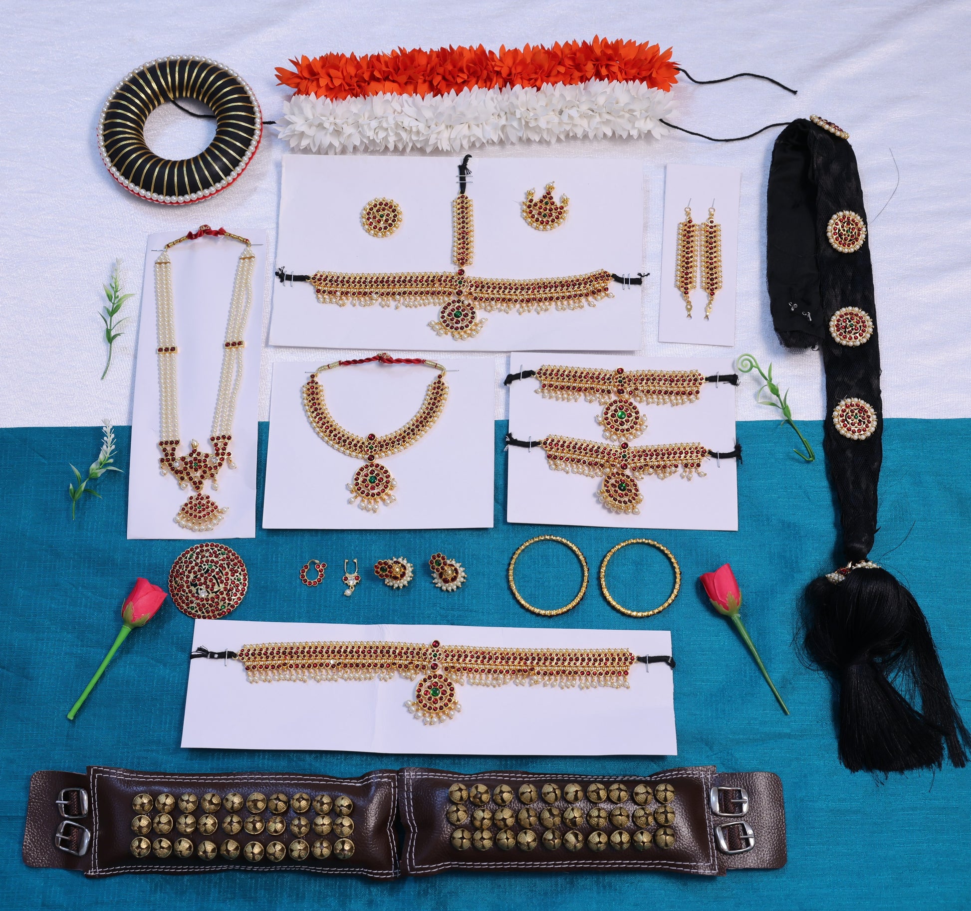 Kids baby Bharatanatyam Kuchipudi jewellery set temple design classical dance ornaments
