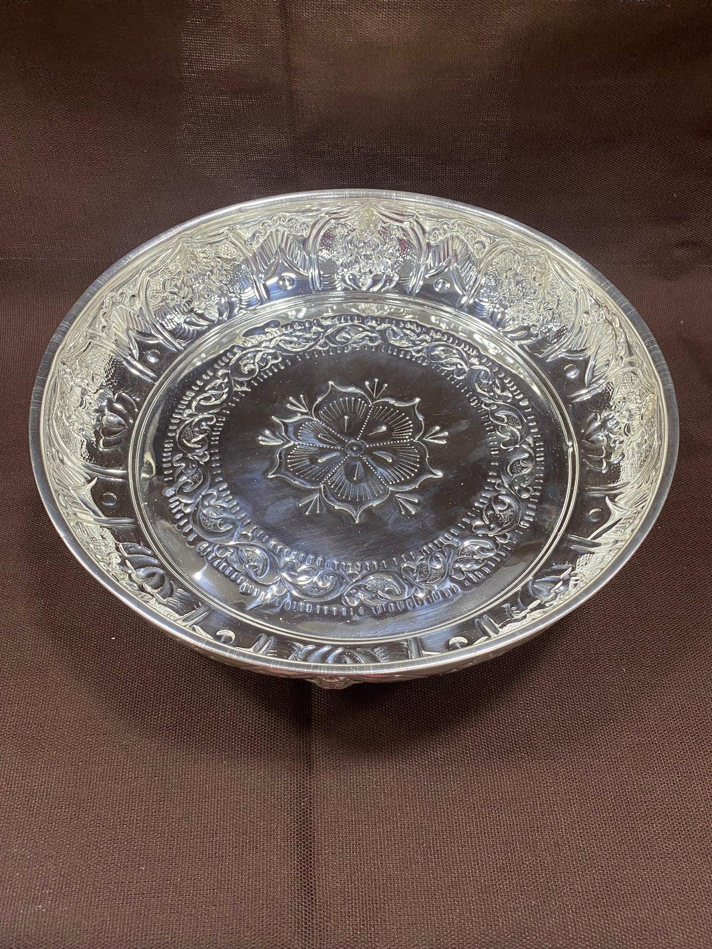 sriman german silver for keeping fruits and flowers for pooja