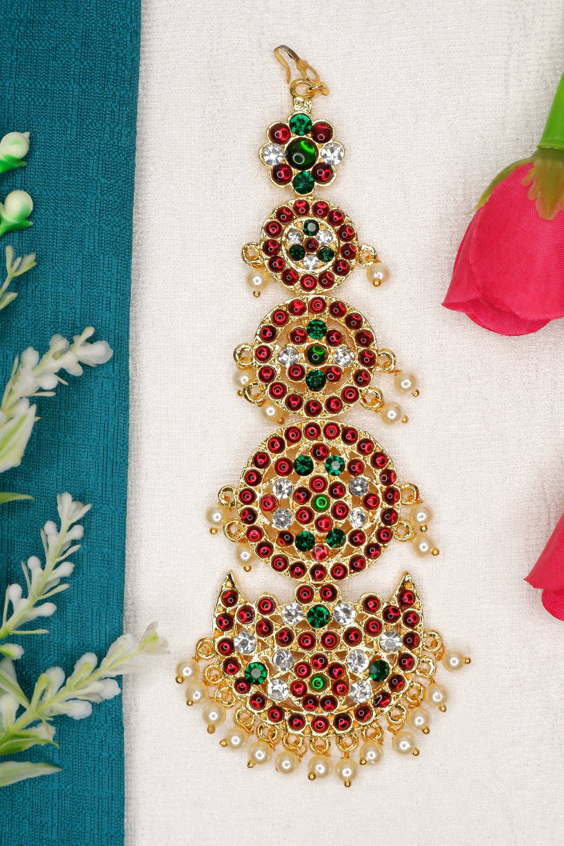 Temple Kemp Nethi Chutti forehead ornament for Bharatanatyam dance