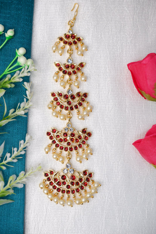 Kemp Nethi Chutti traditional Bharatanatyam forehead jewelry