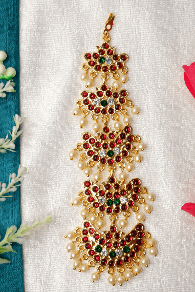 Temple Kemp Nethi Chutti - Traditional Maang Tikka for Bharatanatyam