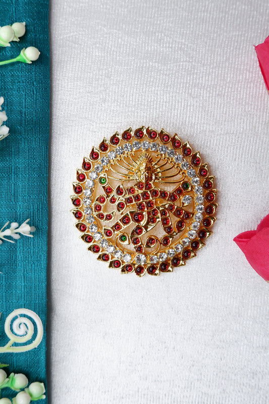 Rakodi Radagi Billa Kuchipudi Bharatanatyam hair ornament with Kempu stone work - traditional temple jewelry