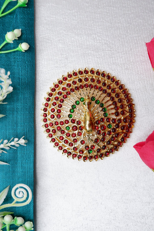 Rakodi Radagi Billa - Kempu stone hair ornament for Bharatanatyam Kuchipudi | Traditional temple jewelry