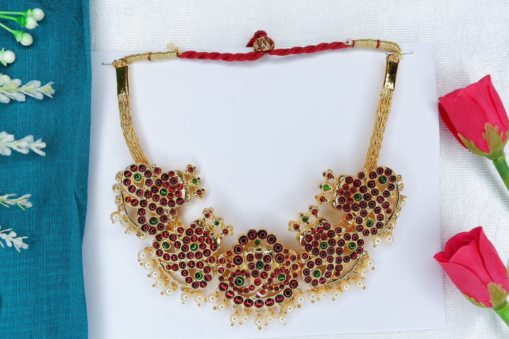 Bharatanatyam short choker necklace dance jewelry for stage performance