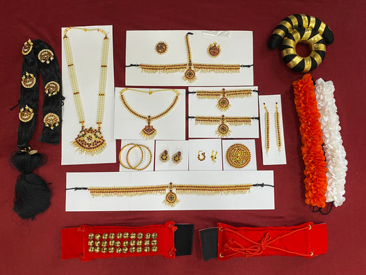 Bharatanatyam full jewellery with hair accessories