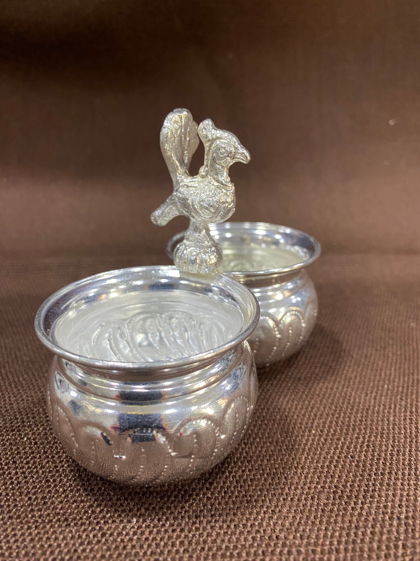 SRIMAN DOUBLE CUPS PURE GERMAN SILVER HEIGHT IS 3