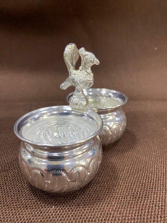 SRIMAN DOUBLE CUPS PURE GERMAN SILVER HEIGHT IS 3