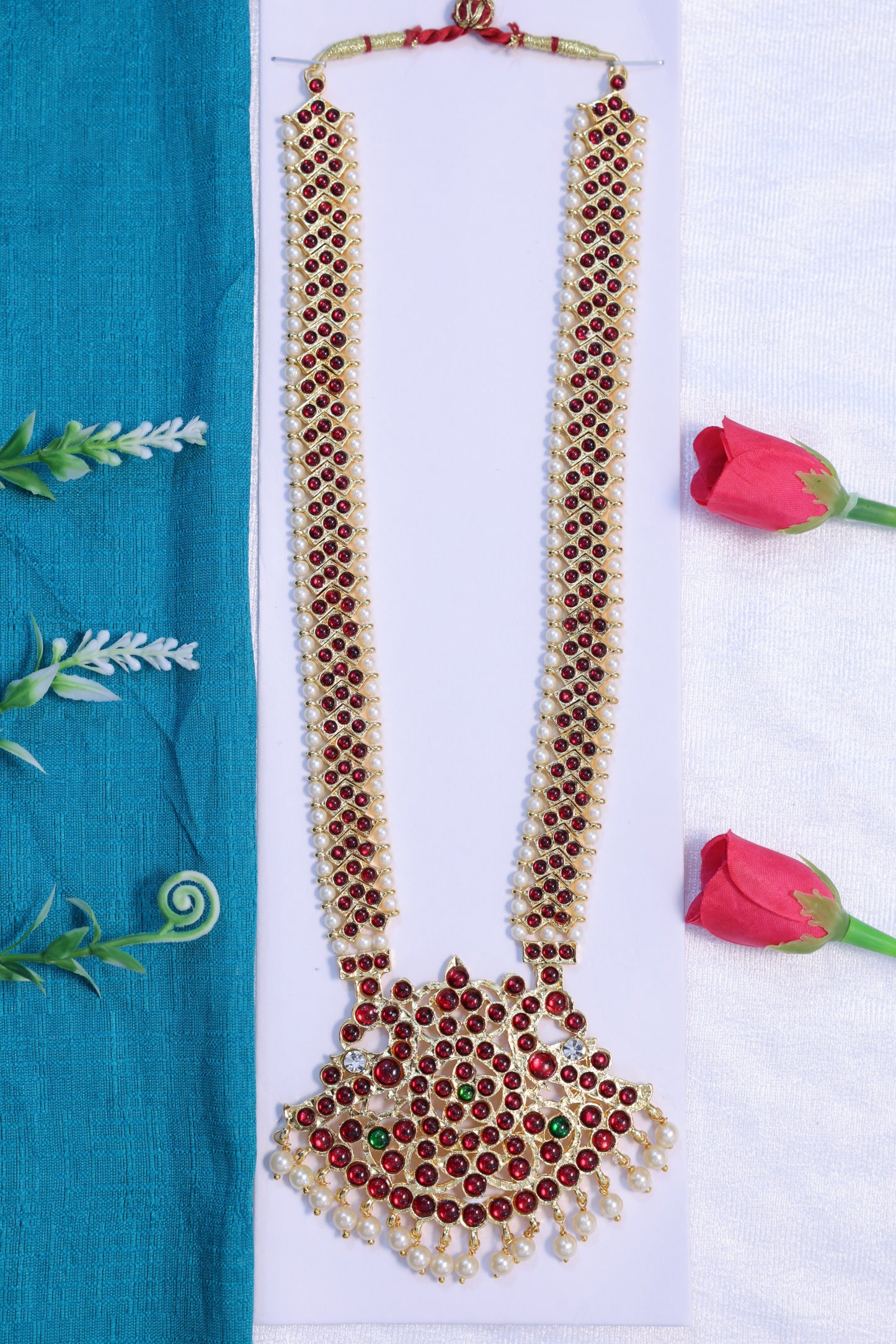 classical dance jewellery haram set ruby stone long necklace bharatanatyam kuchipudi usa