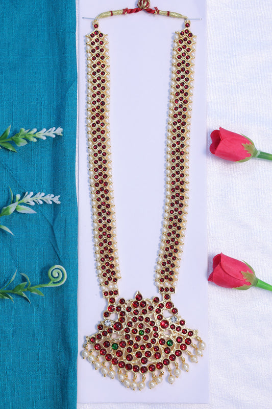 classical dance jewellery haram set ruby stone long necklace bharatanatyam kuchipudi usa
