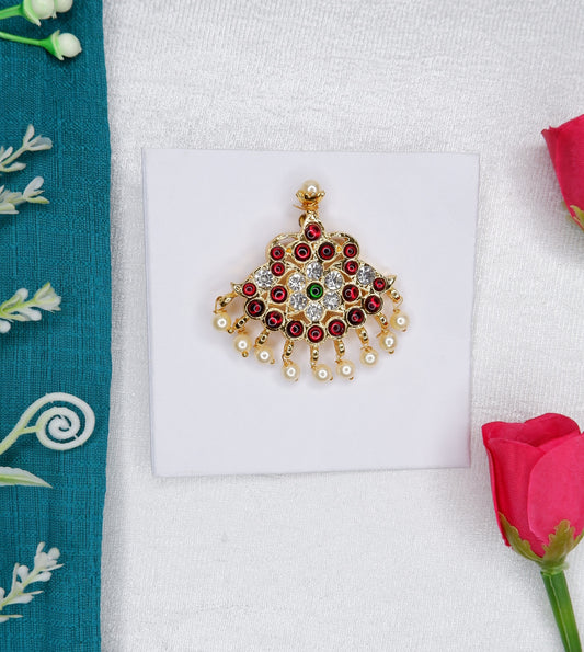 Kempu stone mini crown U-pin for Bharatanatyam