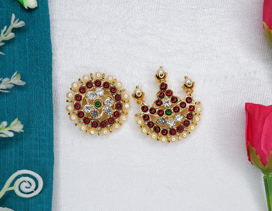 Kempu stone Sun Moon hair accessories for Bharatanatyam