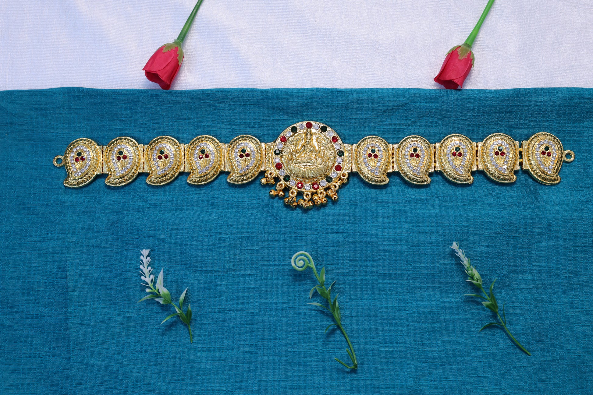 Kids mango design Lakshmi temple jewellery waist belt oddiyanam