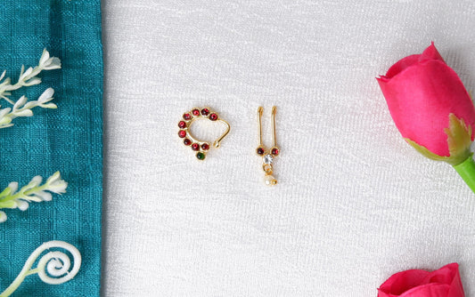 Kids small kempu nath bulaki classical dance nose ring for Bharatanatyam Kuchipudi