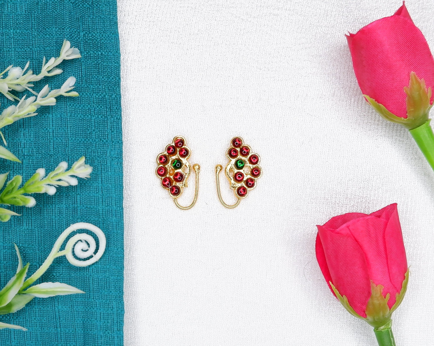 Mango design nose pin maanga mookuthi kempu stone classical dance jewellery