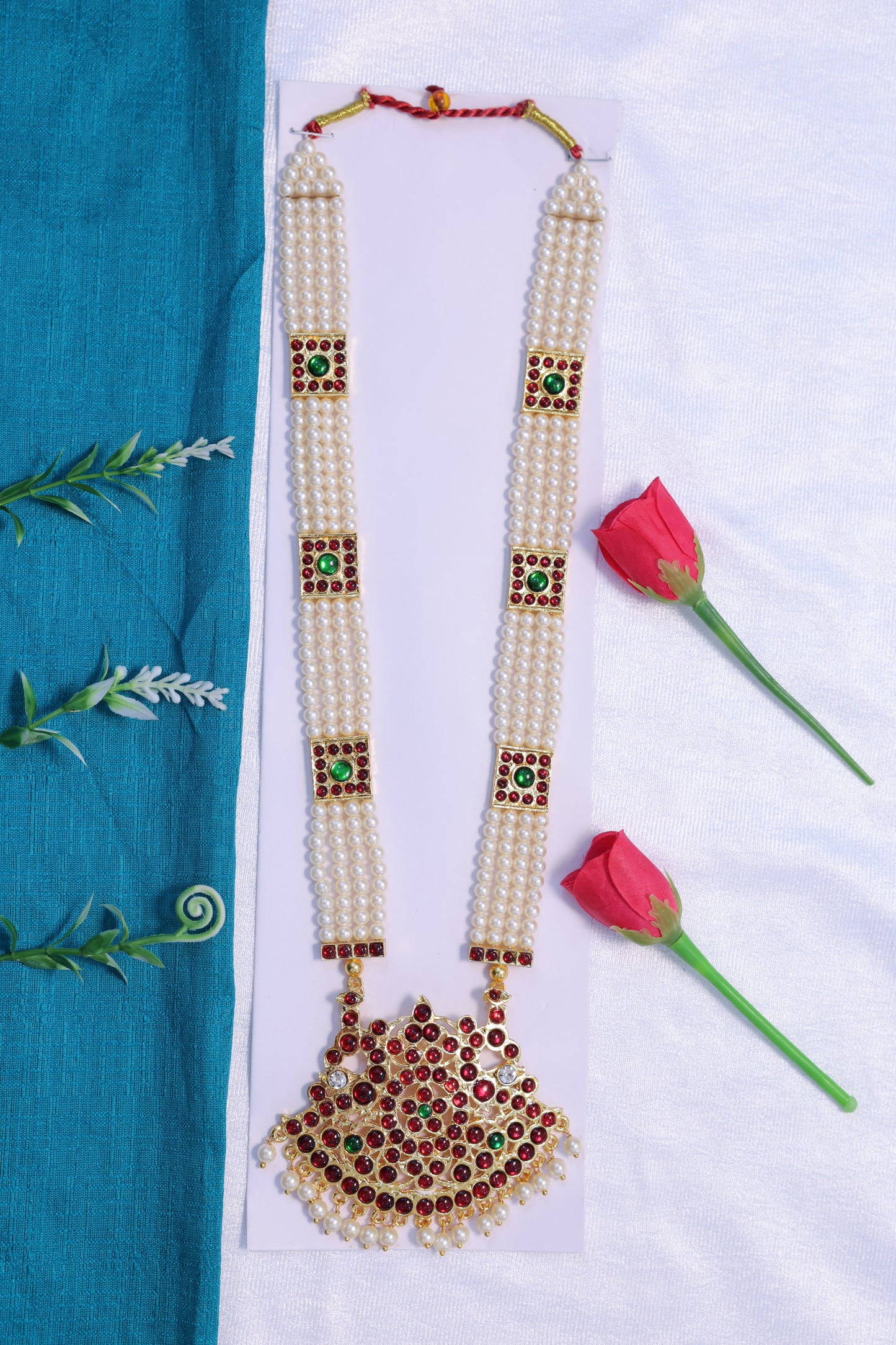Moti mala haram set Indian classical dance jewellery Bharatanatyam Kuchipudi pearl necklace