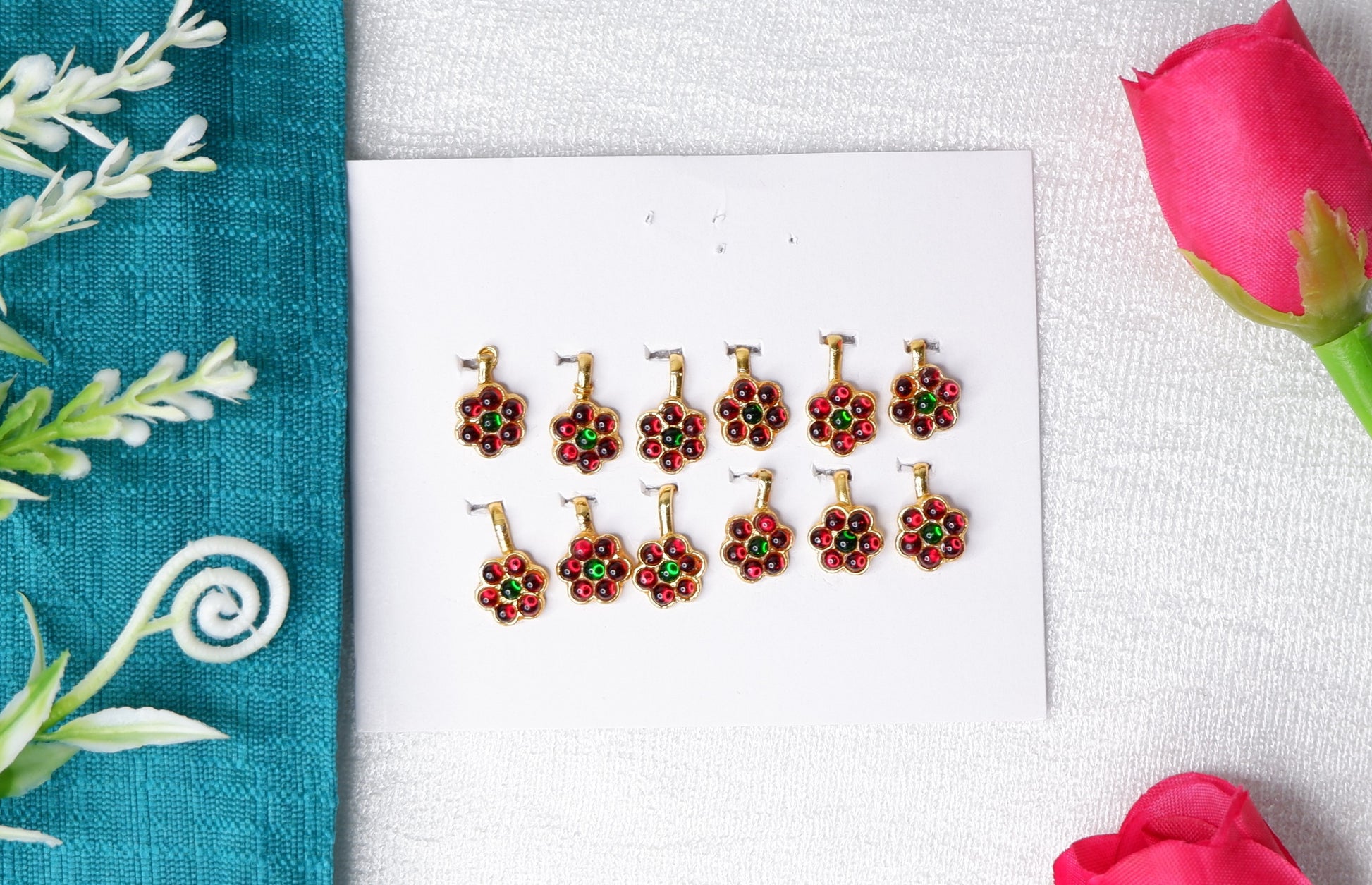 Traditional side nose pin nath for Bharatanatyam and Kuchipudi classical dance jewellery