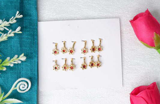 Star design red stone nose pin nath for Bharatanatyam and Kuchipudi classical dance